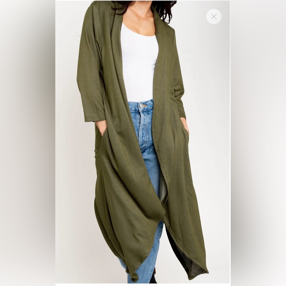 Elegant Olive Women's Draped Cardigan